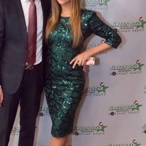Emerald sequins midi dress